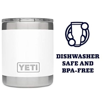 YETI Rambler 10 oz Lowball, Vacuum Insulated, Stainless Steel with Standard Lid, White