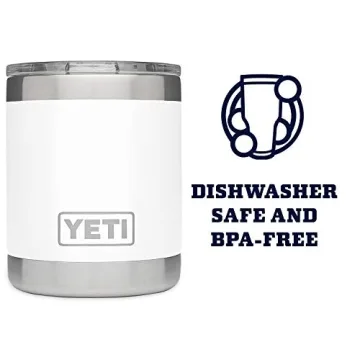 YETI Rambler 10 oz Lowball, Vacuum Insulated, Stainless Steel with Standard Lid, White