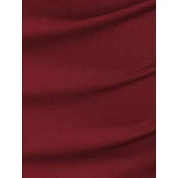 ZAFUL Women's Casual Sleeveless Summer Two Piece Outfits Solid Crop Top and Draped Ruched Maxi Skirt Set Solid Suiting (B-Wine Red, XL)