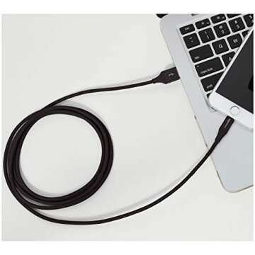 Amazon Basics USB-A to Lightning Cable, Advanced Collection, MFi Certified Apple iPhone Charger, Black, 6 Foot, 2 Pack