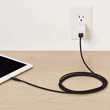 Amazon Basics USB-A to Lightning Cable, Advanced Collection, MFi Certified Apple iPhone Charger, Black, 6 Foot, 2 Pack