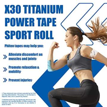 Phiten X30 Titanium Power Tape - Water-Resistant Kinesiology Tape for Muscle Support