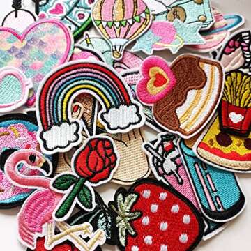 MISDONR 30pcs Girls Iron on Patches for Clothing Jackets DIY Sew Embroidered Applique Decorative Rep...