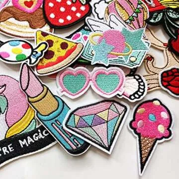 MISDONR 30pcs Girls Iron on Patches for Clothing Jackets DIY Sew Embroidered Applique Decorative Repair Patches
