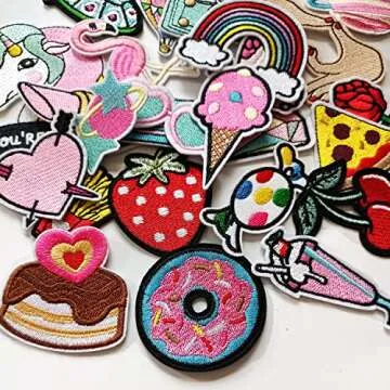 MISDONR 30pcs Girls Iron on Patches for Clothing Jackets DIY Sew Embroidered Applique Decorative Repair Patches