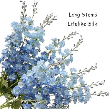 Lifelike Blue Delphinium Artificial Flowers for Home Decor