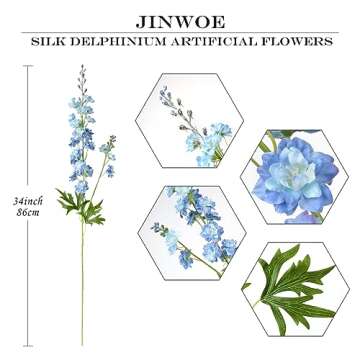 Lifelike Blue Delphinium Artificial Flowers for Home Decor