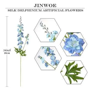 Lifelike Blue Delphinium Artificial Flowers for Home Decor