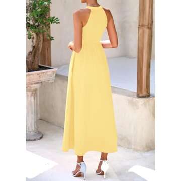 KIRUNDO Women Summer Sleeveless Halter Maxi Dress Sundress 2025 Casual Flowy Wedding Guest Cocktail ...