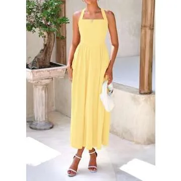 Elegant KIRUNDO Women Summer Halter Maxi Dress 2025