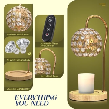 Candle Warmer Lamp with Dimmable Brightness and Timer