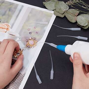 PH PandaHall Glue Tips, 100pcs Plastic Glue Micro-Tips Glue Extender Precision Applicator for Arts Crafts Hobby Projects Guitar Fret Slot, White