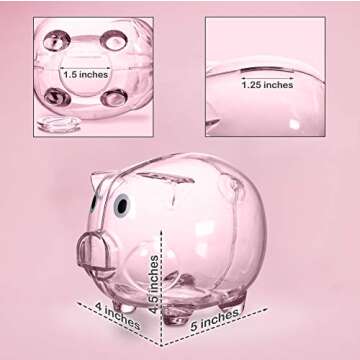 Windy City Novelties Mini Educational Kids Clear Plastic Piggy Bank