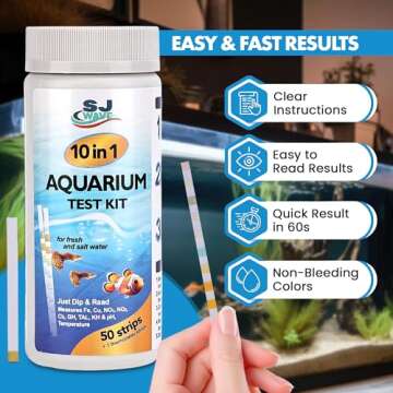 11 in 1 Aquarium Test Strips - Fish Tank Water Testing Kit with Ammonia Test Strips for Fish Tank (150 Strips) & eBook | Includes 50 Ammonia Strips, Thermometer, & Test Kit for Ponds & All Fish Tanks