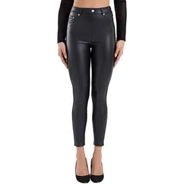 Tagoo Faux Leather Leggings for Women - Chic High Waisted Pants with Pockets