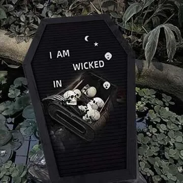Gothic Black Felt Coffin Letter Board with Emojis