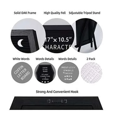 Gothic Black Felt Coffin Letter Board with Emojis