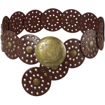 Suyi Wide Disc Belt for Women - Adjustable Leather Vintage Accessory 115CM