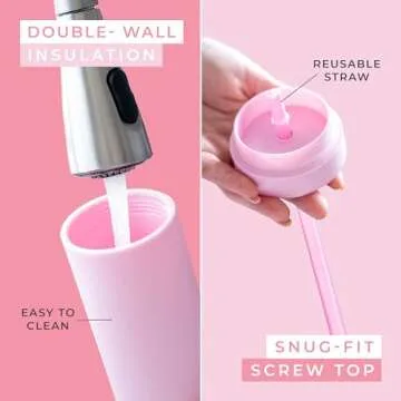 STRATA CUPS Pink Skinny Tumblers with Lids and Straws (12 pack) - 16oz Double Wall Acrylic Tumbler, Tall Matte Skinny Tumblers, Bulk with Free Straw Cleaner, Reusable Cups