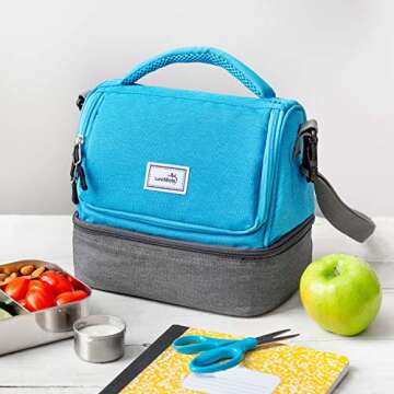 LunchBots Duplex Insulated Lunch Bag with Dual Compartments