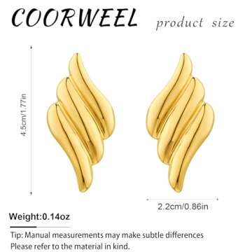 COORWEEL Big Gold Chunky Geometric Stud Earrings for Women Trendy Bold Gold Statement Earrings