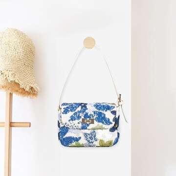 Stylish Handmade Straw Tote Bag with Sequin Embroidery