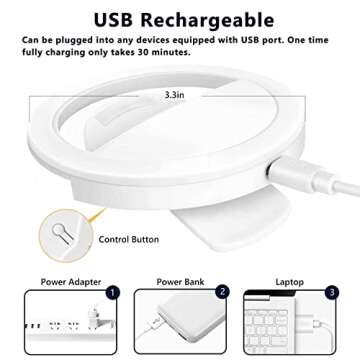 Rechargeable Selfie Ring Lights - Clip On Convenience