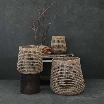 ZENTIQUE Woven Basket - Artisan Craftsmanship in Brown and Beige