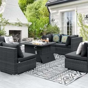 NICESOUL Extra Large Rattan Patio Furniture Set