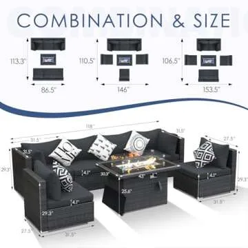 NICESOUL Extra Large Rattan Patio Furniture Set