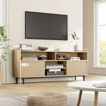 GAOMON Fluted TV Stand for 70 inch Modern Style