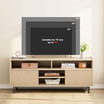 GAOMON Fluted TV Stand for 70 inch Modern Style