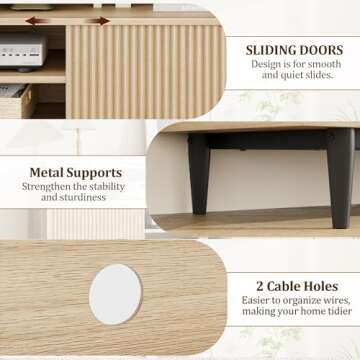 GAOMON Fluted TV Stand for 70 inch Modern Style