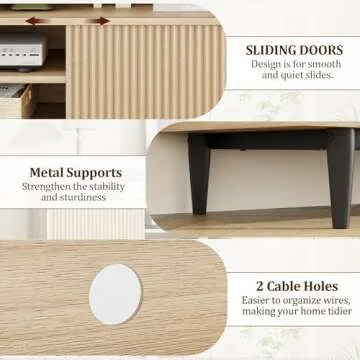 GAOMON Fluted TV Stand for 70 inch Modern Style