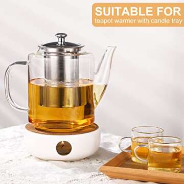 Borosilicate Glass Teapot - 47oz/1400ml Large, Stovetop Safe with Infuser, Perfect for Loose Leaf, Blooming & Flowering Tea