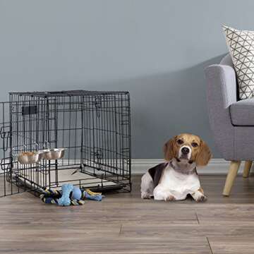 Set of 2 Stainless-Steel Dog Bowls - Cage, Kennel, and Crate Hanging Pet Bowls for Food and Water - 20oz Each and Dishwasher Safe by PETMAKER,Silver