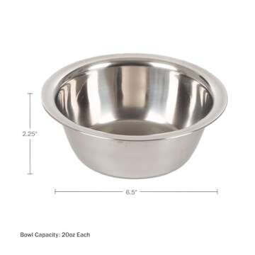 Set of 2 Stainless-Steel Dog Bowls - Cage, Kennel, and Crate Hanging Pet Bowls for Food and Water - 20oz Each and Dishwasher Safe by PETMAKER,Silver