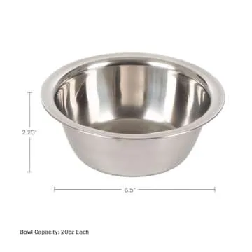 Set of 2 Stainless-Steel Dog Bowls - Cage, Kennel, and Crate Hanging Pet Bowls for Food and Water - 20oz Each and Dishwasher Safe by PETMAKER,Silver