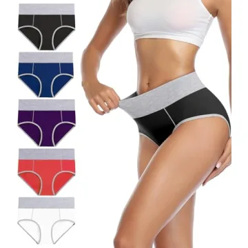 Wirarpa Women's Soft Cotton Underwear Briefs Breathable 5 Pack High Waist Full Coverage Multicolor L...