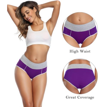 Wirarpa Women's Soft Cotton Underwear High Waist Breathy 5 Pack
