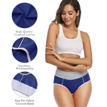 Wirarpa Women's Soft Cotton Underwear High Waist Breathy 5 Pack