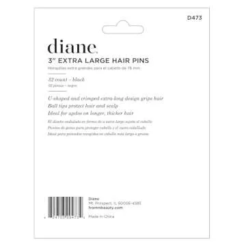 Diane Extra Large 3” Hair Pins for Women, Girls, Hairdressing, Salon, U Shaped Hair Pins with Ball Tips for Securing Updos, Buns, Braids, and Everyday Styles, Black (32 Count)
