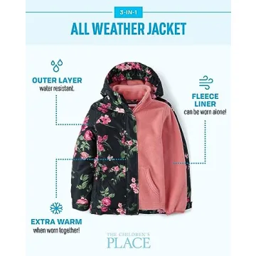 Toddler 3-in-1 Winter Jacket Wind Water Resistant Fleece Lined