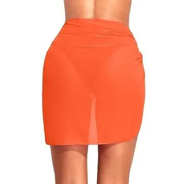 Holipick Sarong Cover Up Wrap Skirt Bathing Suit Sheer Swimsuit Sarong for Beach Chiffon Coverup