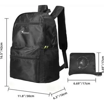 Waterproof Lightweight Hiking Backpack - Black Daypack
