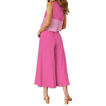 ROYLAMP Summer 2 Piece Outfits with Crop Top & Pants Set