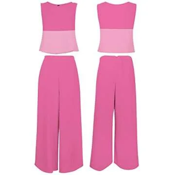ROYLAMP Summer 2 Piece Outfits with Crop Top & Pants Set