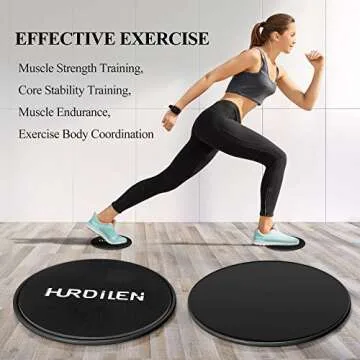 Hurdilen Core Sliders, Exercise Gliding Discs Dual Sided Use on Carpet and Hardwood Floors, Lightweight and Perfect Fitness Apparatus for Training Abdominal Core Strength (Dark Black)
