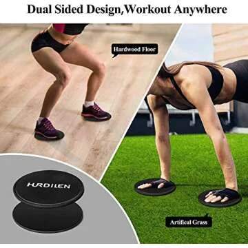 Hurdilen Core Sliders, Exercise Gliding Discs Dual Sided Use on Carpet and Hardwood Floors, Lightweight and Perfect Fitness Apparatus for Training Abdominal Core Strength (Dark Black)