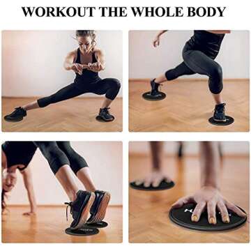Hurdilen Core Sliders, Exercise Gliding Discs Dual Sided Use on Carpet and Hardwood Floors, Lightweight and Perfect Fitness Apparatus for Training Abdominal Core Strength (Dark Black)